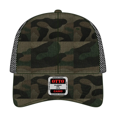 OTTO 105-1247 Camouflage 6 Panel Low Profile Mesh Back Trucker Cap - Camo/BlackMesh - Camo/BlackMesh / 6 1/2’’ - 7 5/8’’