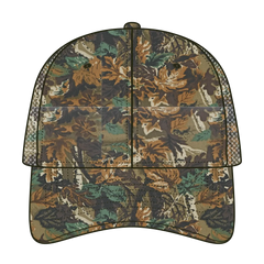 OTTO 105-751 Camouflage 6 Panel Low Profile Mesh Back Trucker Cap - Lt.Lod/Brn/Kly - Lt.Lod/Brn/Kly / 6 1/2’’ - 7 5/8’’