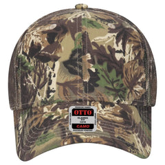 OTTO 105-751 Camouflage 6 Panel Low Profile Mesh Back Trucker Cap - Lt.Lod/Brn/Kly - Lt.Lod/Brn/Kly / 6 1/2’’ - 7 5/8’’