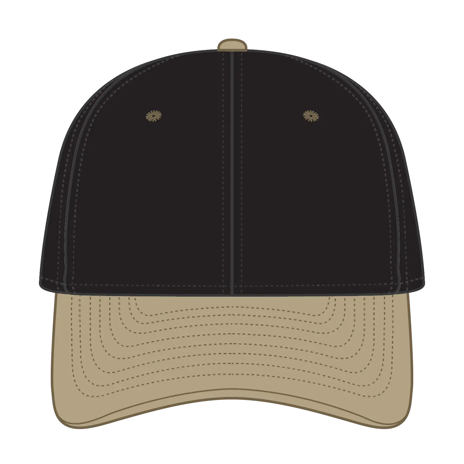 OTTO 11-018 ’OTTO Flex’ Fitted 6 Panel Low Profile Baseball Cap - Kha/Blk - Kha/Blk / 7’’ - 7 1/4’’