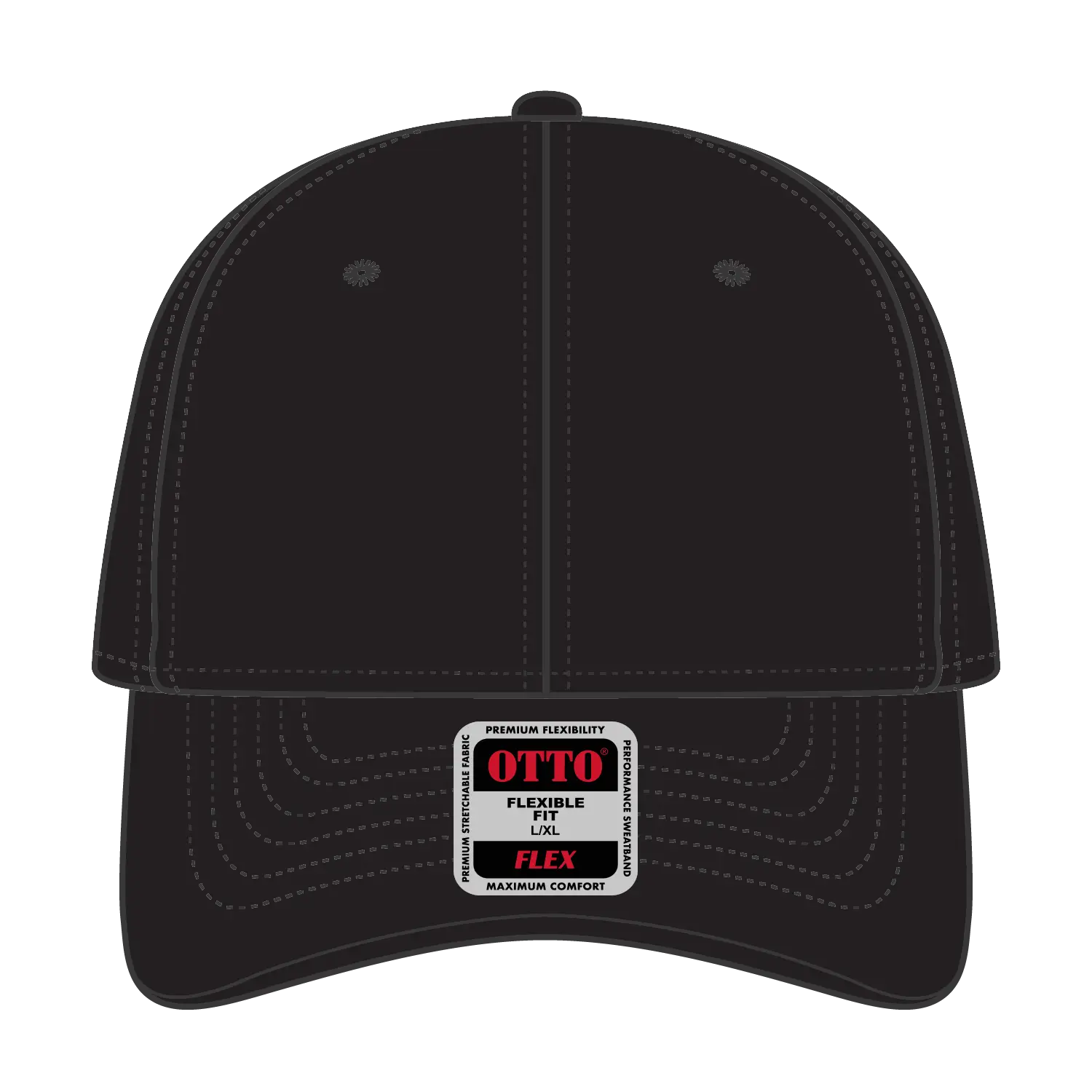 OTTO 11-1168 ’OTTO Flex’ Fitted 6 Panel Low Profile Baseball Cap - Black - Black / 7 3/8’’ - 7 5/8’