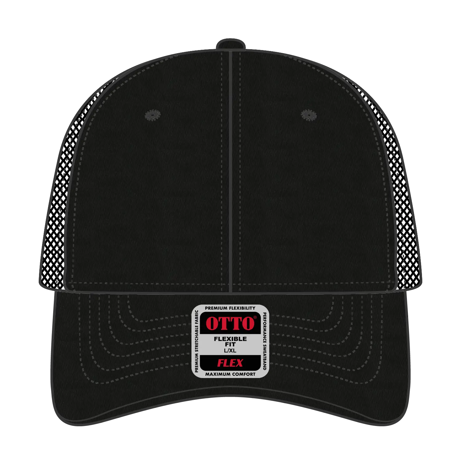 OTTO 11-1169 ’OTTO Flex’ Fitted 6 Panel Low Profile Baseball Cap - Black - Black / 7 3/8’’ - 7 5/8’