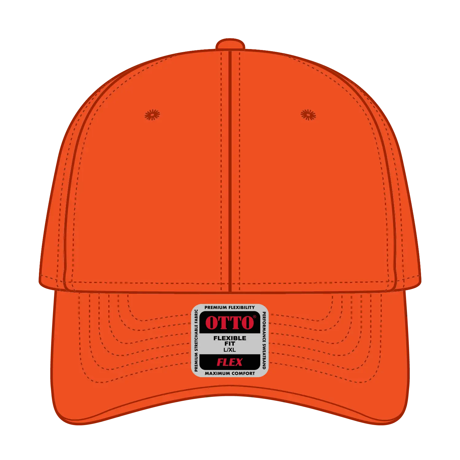 OTTO 11-1257 ’OTTO Flex’ Fitted Upf 50+ 6 Panel Low Profile Baseball Cap - N. Orange - N. Orange / 7 3/8’’ - 7 5/8’