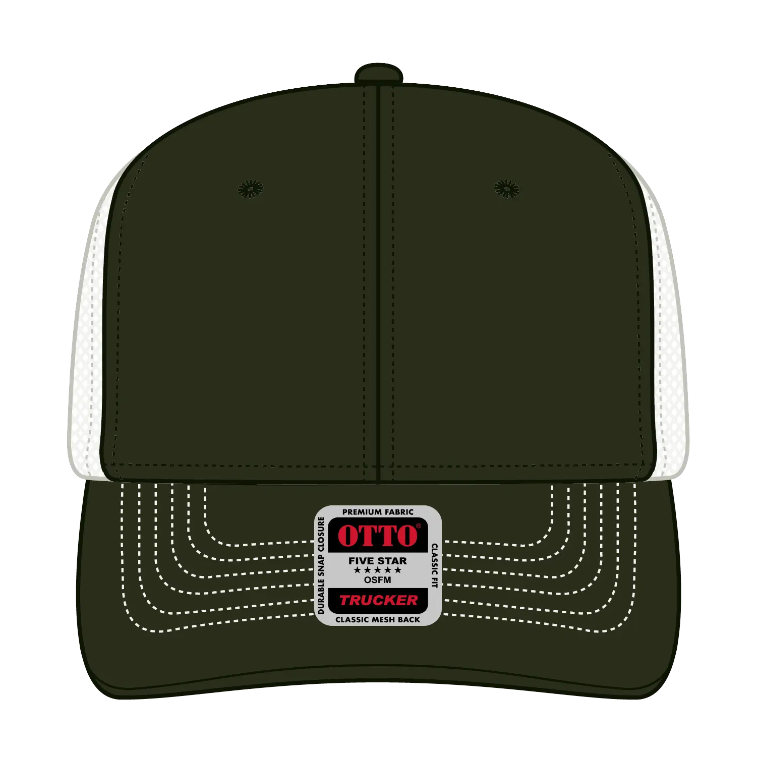 OTTO 112-1 6 Panel Mid Profile Mesh Back Trucker Cap - Dk.Ol.Grn/Dk.Ol.Grn/Lt.Khk - Dk.Ol.Grn/Dk.Ol.Grn/Lt.Khk / 7