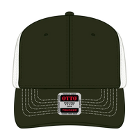 OTTO 112-1 6 Panel Mid Profile Mesh Back Trucker Cap - Dk.Ol.Grn/Dk.Ol.Grn/Lt.Khk - Dk.Ol.Grn/Dk.Ol.Grn/Lt.Khk / 7