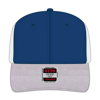 OTTO 112-1 6 Panel Mid Profile Mesh Back Trucker Cap - HeatherGray/Royal/White - HeatherGray/Royal/White / 7 3/8’’ - 7
