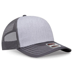 OTTO 112-1 6 Panel Mid Profile Mesh Back Trucker Cap - CharcoalGray/HeatherGray/CharcoalGray
