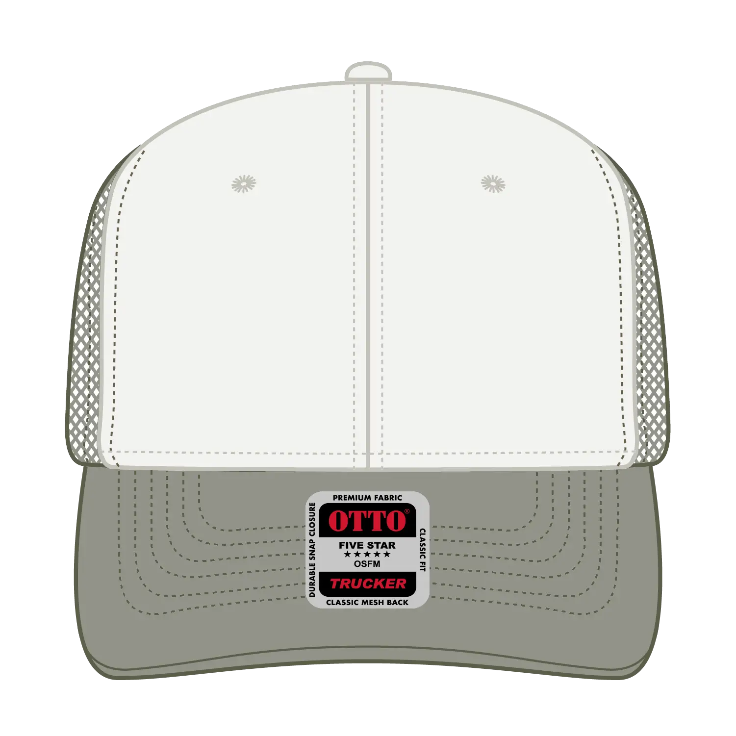 OTTO 112-1 6 Panel Mid Profile Mesh Back Trucker Cap - 215221- Ol.Grn/Lt.Khk/Ol.Grn - 215221- Ol.Grn/Lt.Khk/Ol.Grn / 7