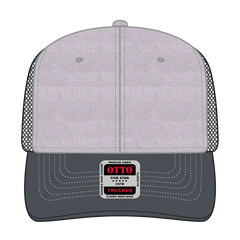 OTTO 112-1 6 Panel Mid Profile Mesh Back Trucker Cap - CharcoalGray/HeatherGray/CharcoalGray