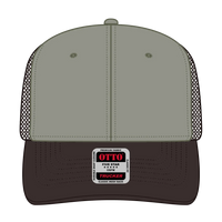 OTTO 112-1 6 Panel Mid Profile Mesh Back Trucker Cap - Dk.Brn/Ol.Grn/Dk.Brn - Dk.Brn/Ol.Grn/Dk.Brn / 7 3/8’’ - 7 5/8’’