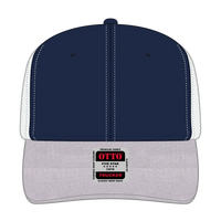 OTTO 112-1 6 Panel Mid Profile Mesh Back Trucker Cap - HeatherGray/Navy/White - HeatherGray/Navy/White / 7 3/8’’ - 7