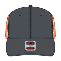 OTTO 112-1 6 Panel Mid Profile Mesh Back Trucker Cap - Ch.Gry/Ch.Gry/N.Org - Ch.Gry/Ch.Gry/N.Org / 7 3/8’’ - 7 5/8’’