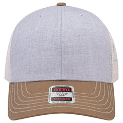 OTTO 112-1 6 Panel Mid Profile Mesh Back Trucker Cap - Coy.Brn/H.Gry/Lt.Khk - Coy.Brn/H.Gry/Lt.Khk / 7 3/8’’ - 7 5/8’’