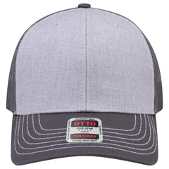 OTTO 112-1 6 Panel Mid Profile Mesh Back Trucker Cap - CharcoalGray/HeatherGray/CharcoalGray