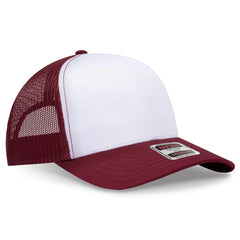 OTTO 112-1 6 Panel Mid Profile Mesh Back Trucker Cap - Burg.Marn/Wht/Bur.Marn - Burg.Marn/Wht/Bur.Marn / 7 3/8’’ - 7