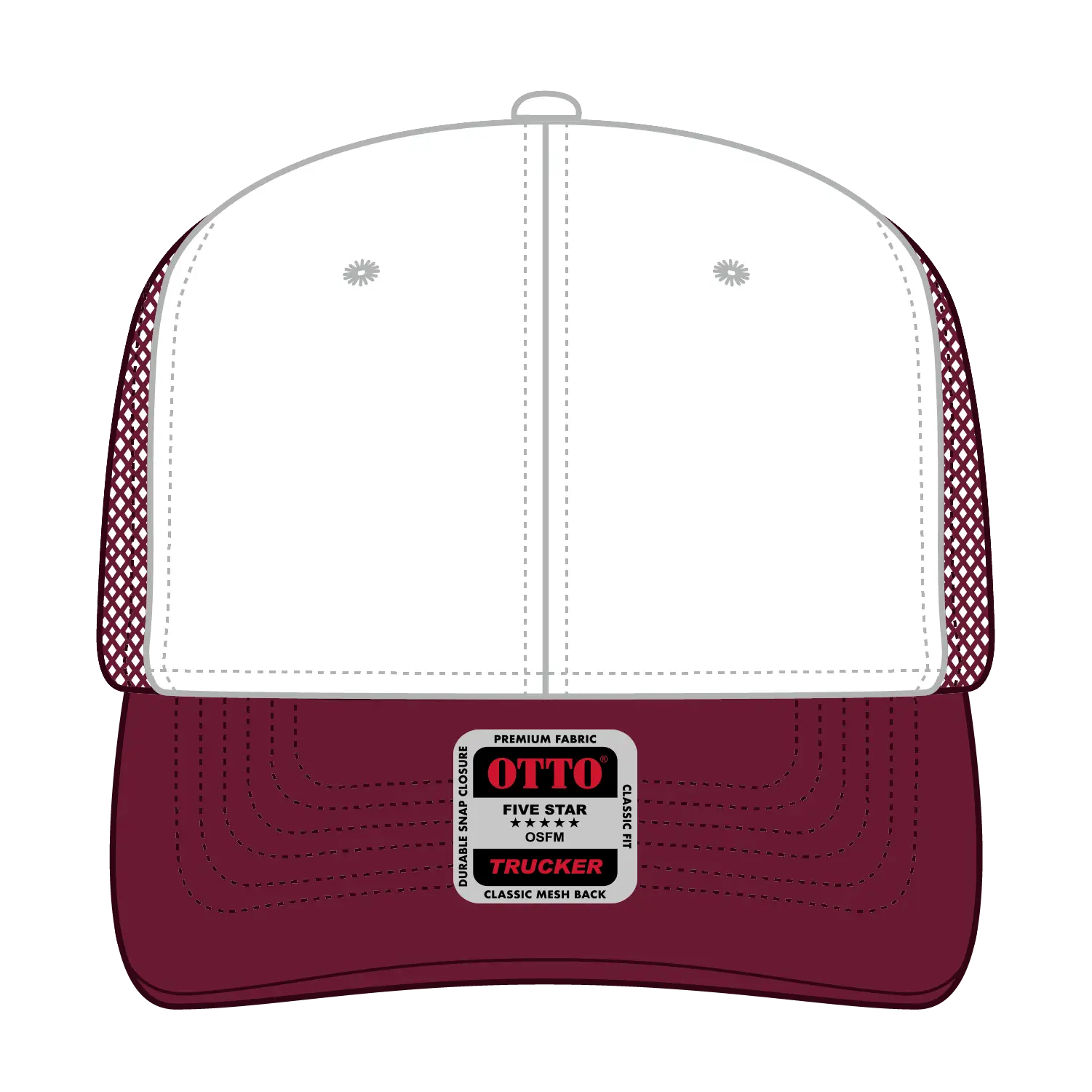 OTTO 112-1 6 Panel Mid Profile Mesh Back Trucker Cap - Burg.Marn/Wht/Bur.Marn - Burg.Marn/Wht/Bur.Marn / 7 3/8’’ - 7
