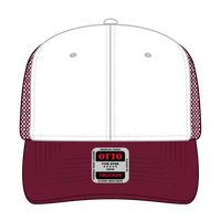 OTTO 112-1 6 Panel Mid Profile Mesh Back Trucker Cap - Burg.Marn/Wht/Bur.Marn - Burg.Marn/Wht/Bur.Marn / 7 3/8’’ - 7
