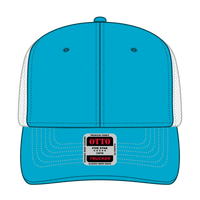 OTTO 112-1 6 Panel Mid Profile Mesh Back Trucker Cap - Aqua/Aqua/Wht - Aqua/Aqua/Wht / 7 3/8’’ - 7 5/8’’