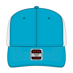 OTTO 112-1 6 Panel Mid Profile Mesh Back Trucker Cap - Aqua/Aqua/Wht - Aqua/Aqua/Wht / 7 3/8’’ - 7 5/8’’