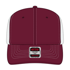 OTTO 112-1 6 Panel Mid Profile Mesh Back Trucker Cap - Bg.Mrn/Bg.Mrn/Wht - Bg.Mrn/Bg.Mrn/Wht / 7 3/8’’ - 7 5/8’’