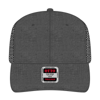 OTTO 112-1 6 Panel Mid Profile Mesh Back Trucker Cap - Black - Black / 7 3/8’’ - 7 5/8’’