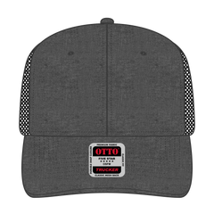 OTTO 112-1 6 Panel Mid Profile Mesh Back Trucker Cap - Black - Black / 7 3/8’’ - 7 5/8’’