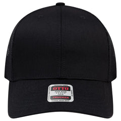 OTTO 112-1 6 Panel Mid Profile Mesh Back Trucker Cap - Black