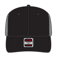OTTO 112-1 6 Panel Mid Profile Mesh Back Trucker Cap - Blk/Blk/Ch.Gry - Blk/Blk/Ch.Gry / 7 3/8’’ - 7 5/8’’