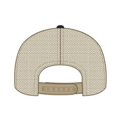 OTTO 112-1 6 Panel Mid Profile Mesh Back Trucker Cap - Blk/Blk/Kha