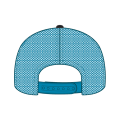 OTTO 112-1 6 Panel Mid Profile Mesh Back Trucker Cap - Blk/Blk/N.Blue - Blk/Blk/N.Blue / 7 3/8’’ - 7 5/8’’