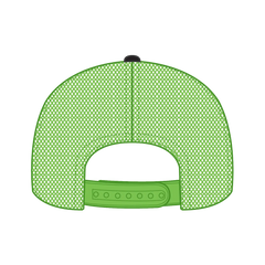 OTTO 112-1 6 Panel Mid Profile Mesh Back Trucker Cap - Blk/Blk/N.Grn - Blk/Blk/N.Grn / 7 3/8’’ - 7 5/8’’