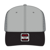 OTTO 112-1 6 Panel Mid Profile Mesh Back Trucker Cap - Blk/Gry/Ch.Gry - Blk/Gry/Ch.Gry / 7 3/8’’ - 7 5/8’’