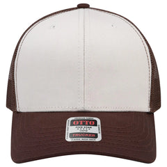 OTTO 112-1 6 Panel Mid Profile Mesh Back Trucker Cap - Brn/Natrl/Brn - Brn/Natrl/Brn / 7 3/8’’ - 7 5/8’’