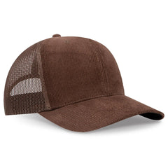 OTTO 112-1 6 Panel Mid Profile Mesh Back Trucker Cap - Brown - Brown / 7 3/8’’ - 7 5/8’’