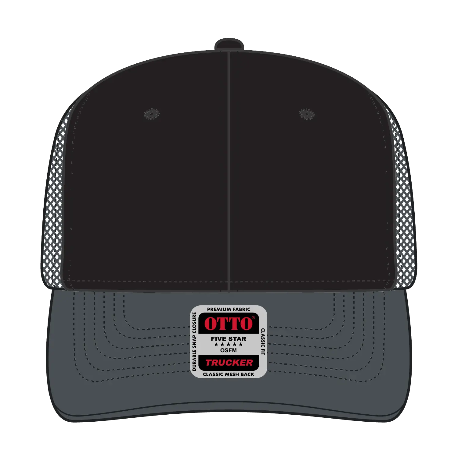 OTTO 112-1 6 Panel Mid Profile Mesh Back Trucker Cap - Ch.Gry/Blk/Ch.Gry - Ch.Gry/Blk/Ch.Gry / 7 3/8’’ - 7 5/8’’