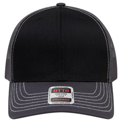 OTTO 112-1 6 Panel Mid Profile Mesh Back Trucker Cap - Ch.Gry/Blk/Ch.Gry - Ch.Gry/Blk/Ch.Gry / 7 3/8’’ - 7 5/8’’