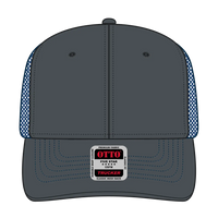 OTTO 112-1 6 Panel Mid Profile Mesh Back Trucker Cap - Ch.Gry/Ch.Gry/Ryl - Ch.Gry/Ch.Gry/Ryl / 7 3/8’’ - 7 5/8’’