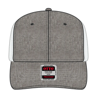 OTTO 112-1 6 Panel Mid Profile Mesh Back Trucker Cap - Ch.Gry/Wht - Ch.Gry/Wht / 7 3/8’’ - 7 5/8’’