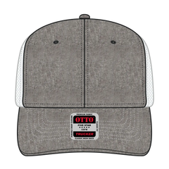 OTTO 112-1 6 Panel Mid Profile Mesh Back Trucker Cap - Ch.Gry/Wht - Ch.Gry/Wht / 7 3/8’’ - 7 5/8’’