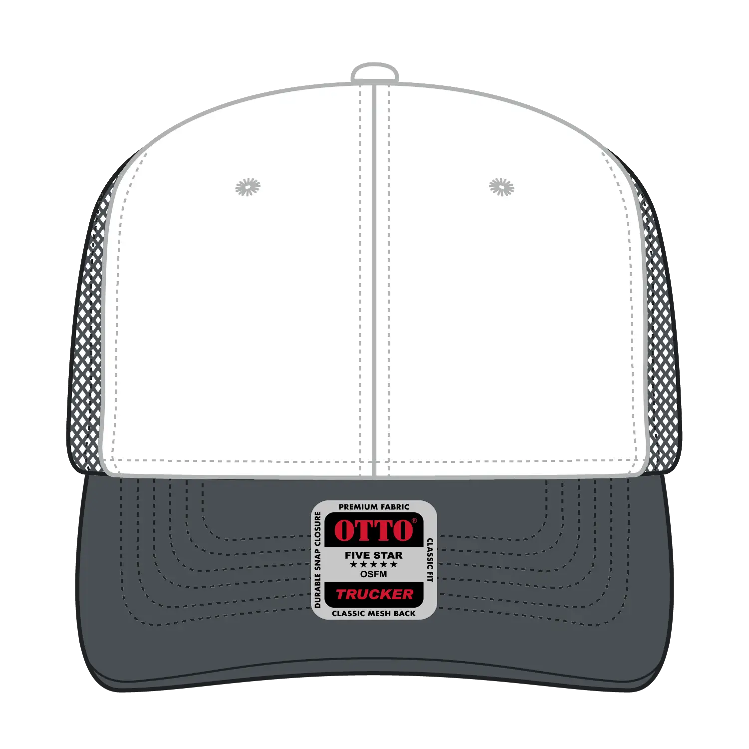 OTTO 112-1 6 Panel Mid Profile Mesh Back Trucker Cap - Ch.Gry/Wht/Ch.Gry - Ch.Gry/Wht/Ch.Gry / 7 3/8’’ - 7 5/8’’