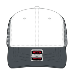 OTTO 112-1 6 Panel Mid Profile Mesh Back Trucker Cap - Ch.Gry/Wht/Ch.Gry - Ch.Gry/Wht/Ch.Gry / 7 3/8’’ - 7 5/8’’