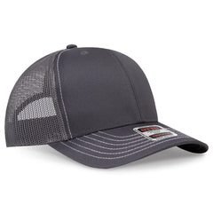 OTTO 112-1 6 Panel Mid Profile Mesh Back Trucker Cap - Char. Gray - Char. Gray / 7 3/8’’ - 7 5/8’’