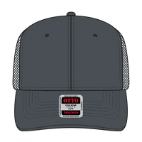 OTTO 112-1 6 Panel Mid Profile Mesh Back Trucker Cap - Char. Gray - Char. Gray / 7 3/8’’ - 7 5/8’’