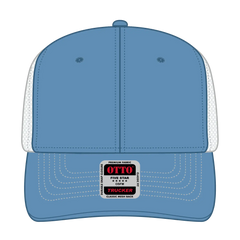 OTTO 112-1 6 Panel Mid Profile Mesh Back Trucker Cap - Col. Blue/Col.Blue/Wht - Col. Blue/Col.Blue/Wht / 7 3/8’’ - 7