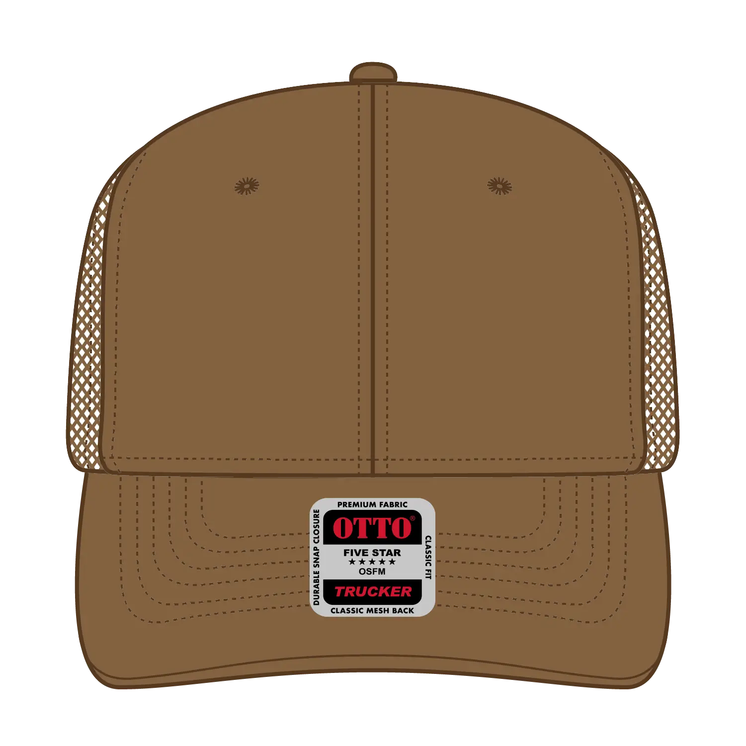 OTTO 112-1 6 Panel Mid Profile Mesh Back Trucker Cap - Coyote Brown - Coyote Brown / 7 3/8’’ - 7 5/8’’