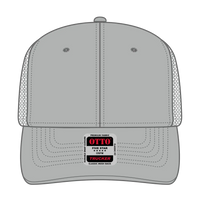 OTTO 112-1 6 Panel Mid Profile Mesh Back Trucker Cap - Gray - Gray / 7 3/8’’ - 7 5/8’’
