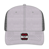 OTTO 112-1 6 Panel Mid Profile Mesh Back Trucker Cap - H. Gry/H. Gry/Blk - H. Gry/H. Gry/Blk / 7 3/8’’ - 7 5/8’’