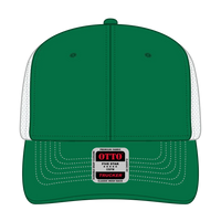 OTTO 112-1 6 Panel Mid Profile Mesh Back Trucker Cap - Kly/Kly/Wht - Kly/Kly/Wht / 7 3/8’’ - 7 5/8’’