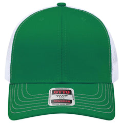 OTTO 112-1 6 Panel Mid Profile Mesh Back Trucker Cap - Kly/Kly/Wht - Kly/Kly/Wht / 7 3/8’’ - 7 5/8’’