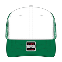 OTTO 112-1 6 Panel Mid Profile Mesh Back Trucker Cap - Kly/Wht/Kly - Kly/Wht/Kly / 7 3/8’’ - 7 5/8’’
